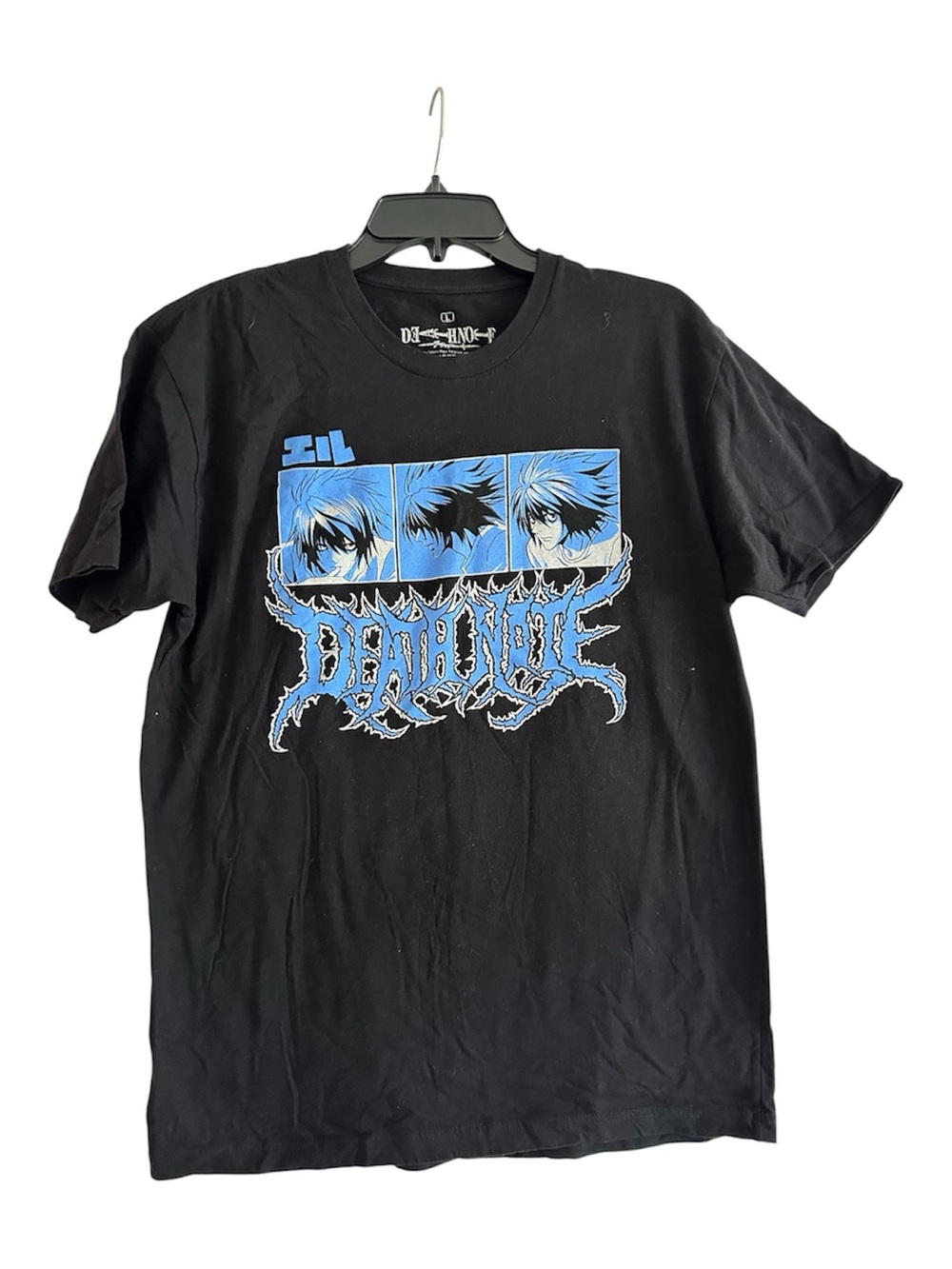 Official Death Note L Anime Graphic T-Shirt Ripple Junction Black Sz L Lic Manga